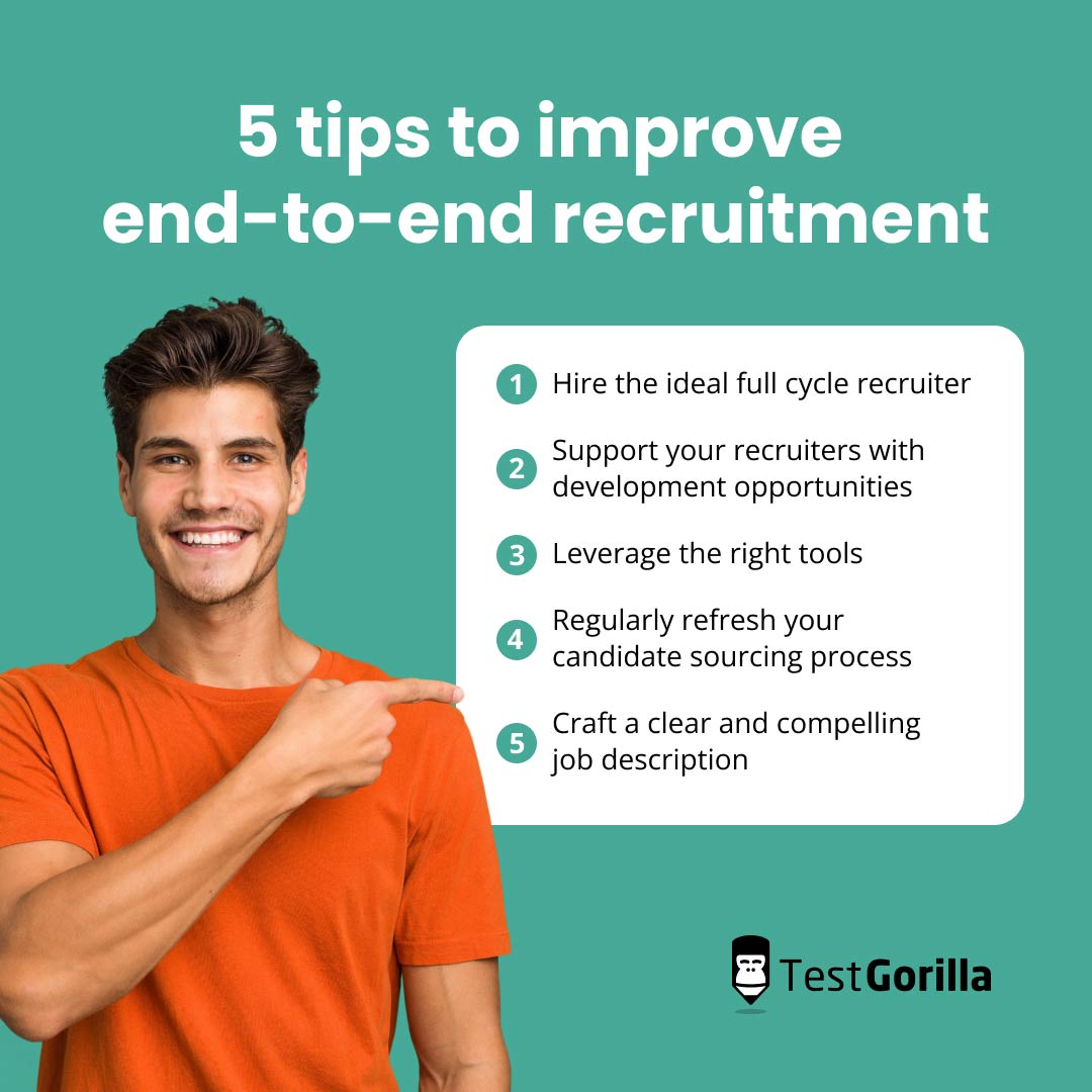 5 tips to improve end to end recruitment graphic
