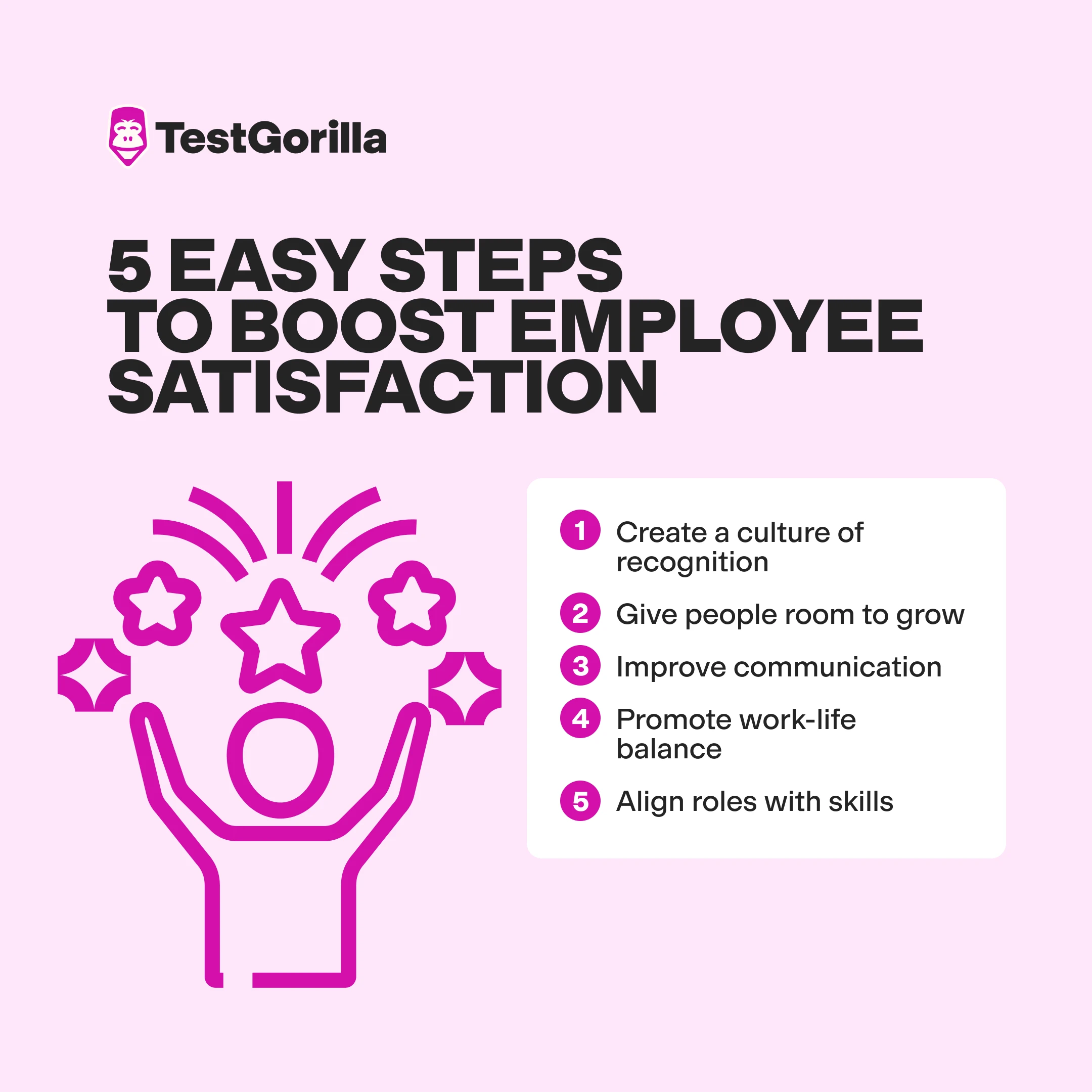 5 easy steps to boost employee satisfaction graphic