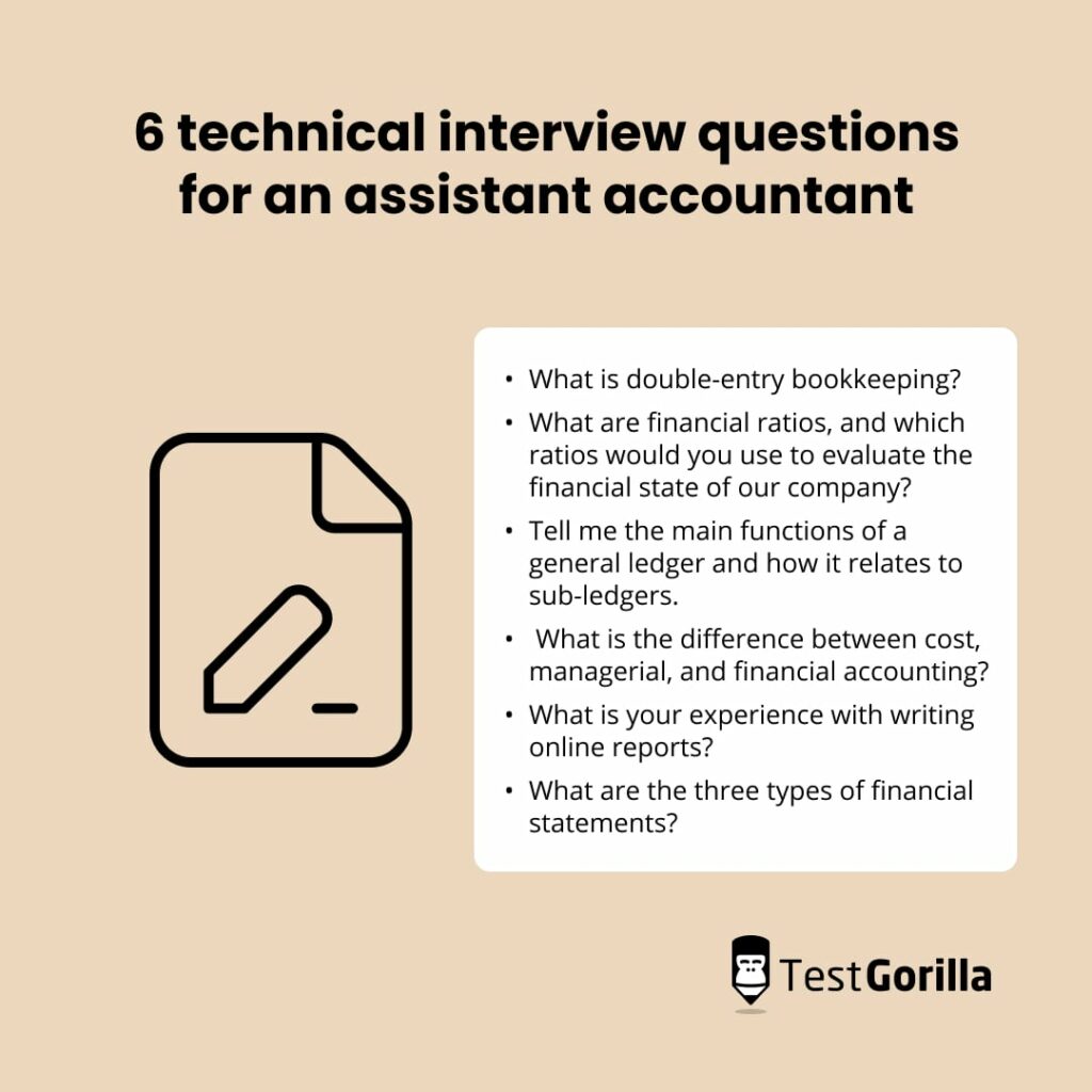 Six technical interview questions for an assistant accountant