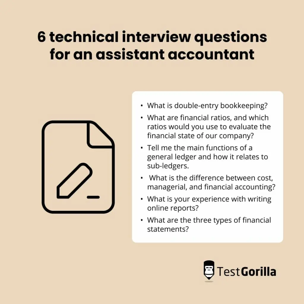 Six technical interview questions for an assistant accountant