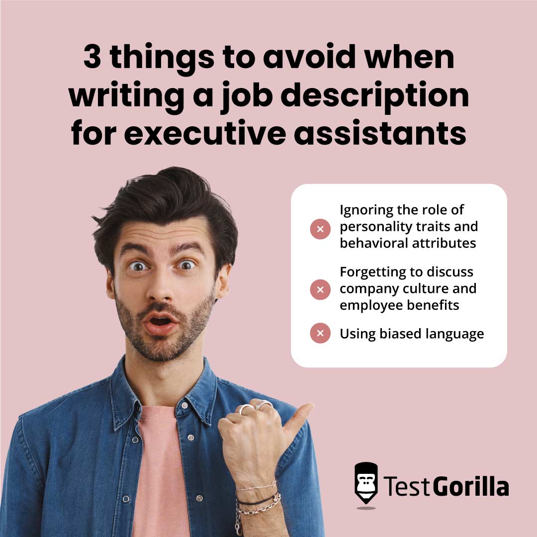 3 things to avoid when writing a job description for executive assistants graphic