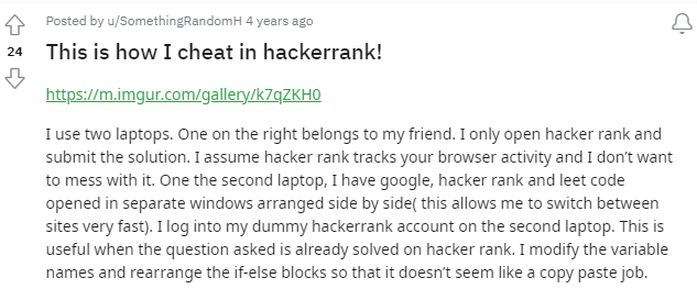 screenshot how to cheat in hackerrank