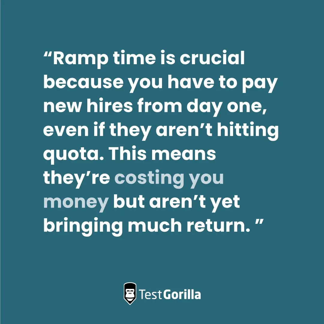 Ramp time is crucial because you have to pay new hires from day one