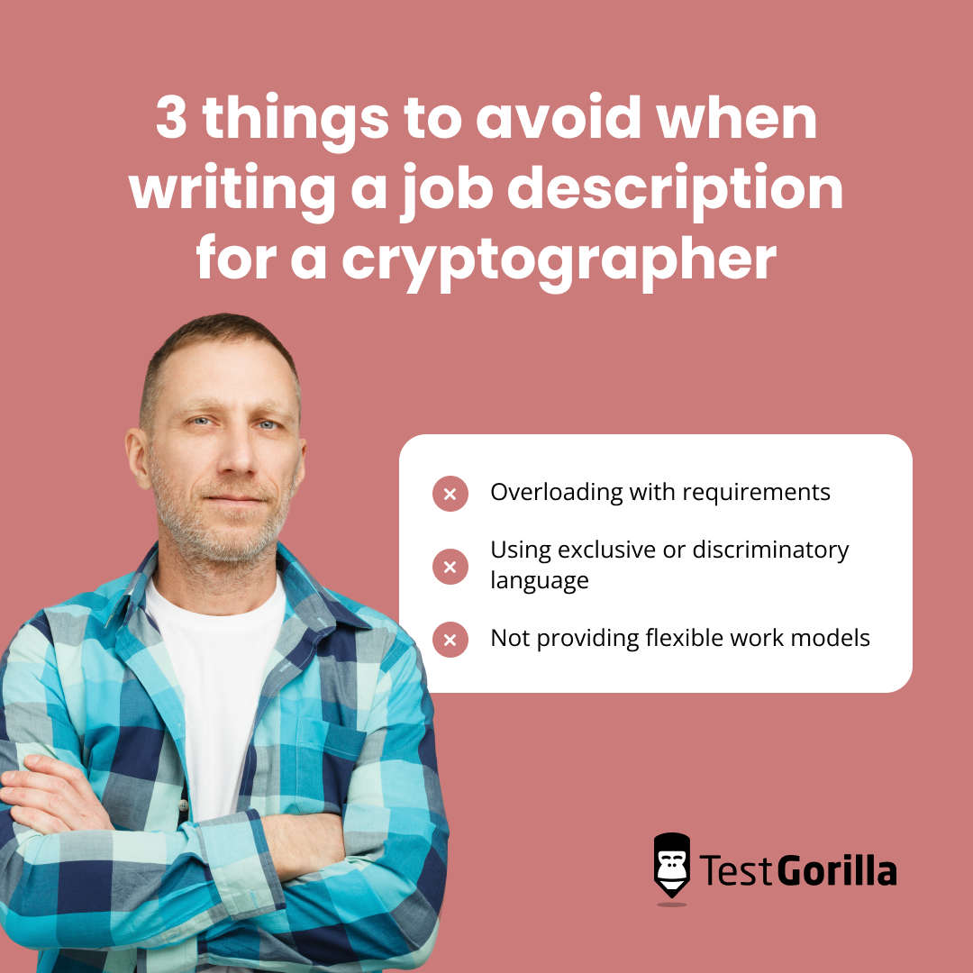 3 things to avoid when writing a job description for a cryptographer graphic