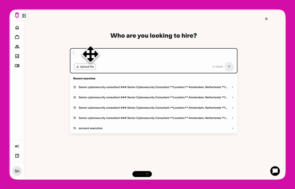 Gorilla Sourcing search for a senior cybersecurity consultant: the brief and must-have criteria on the left, and a candidate card with a thumbs-up and evidence for each criterion on the right
