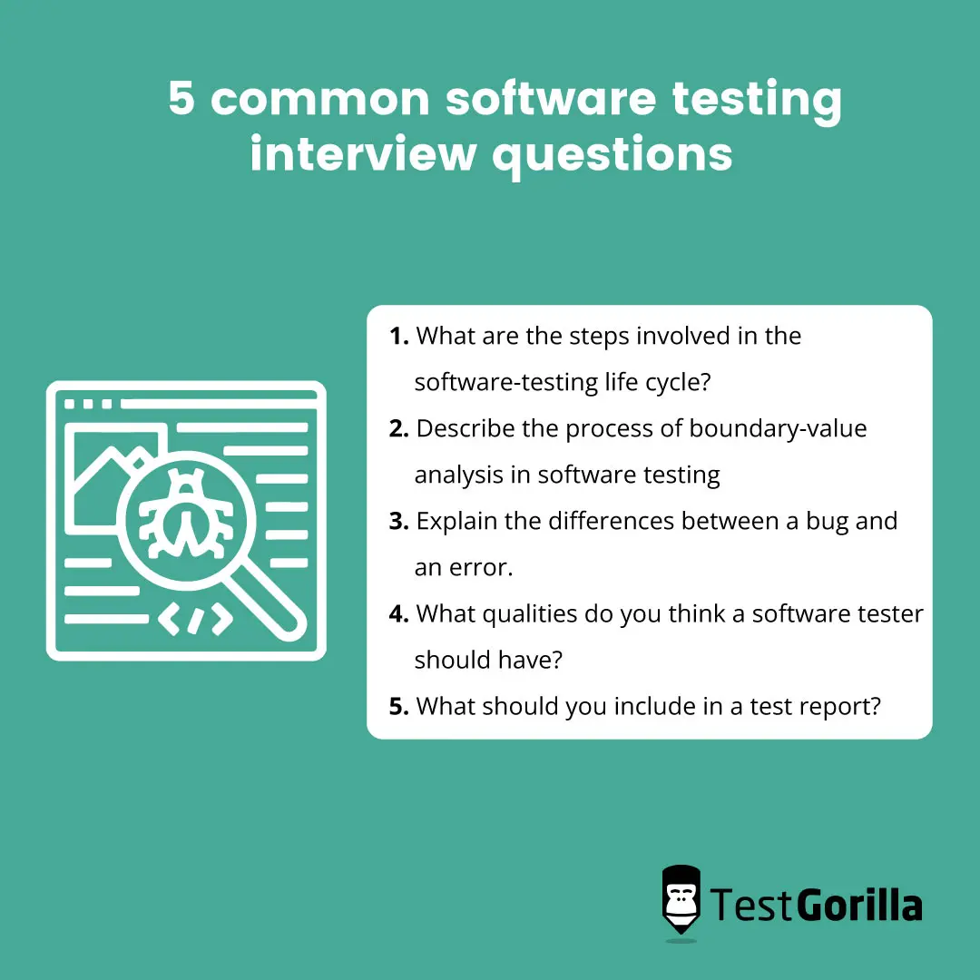 5 common software testing interview questions graphic