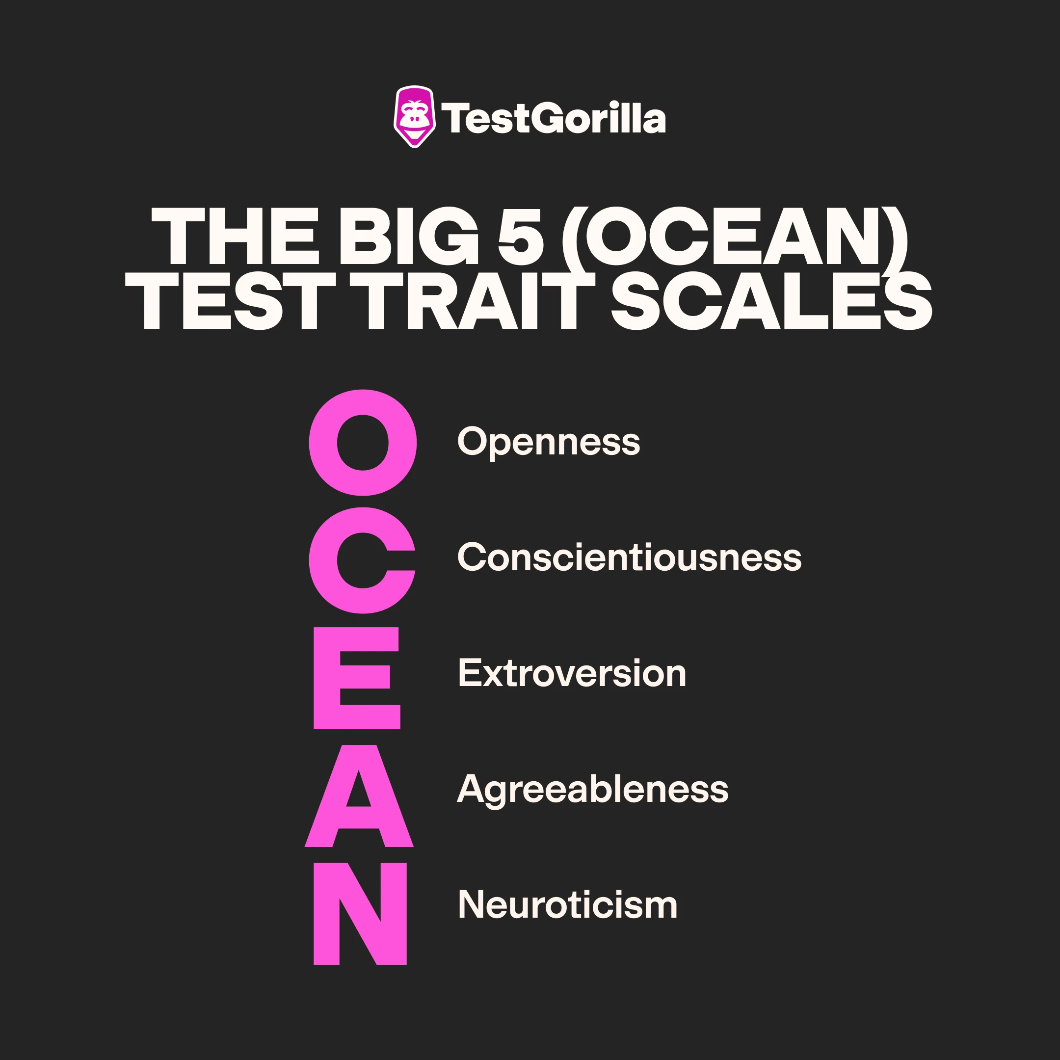 The big 5 OCEAN test trait scales