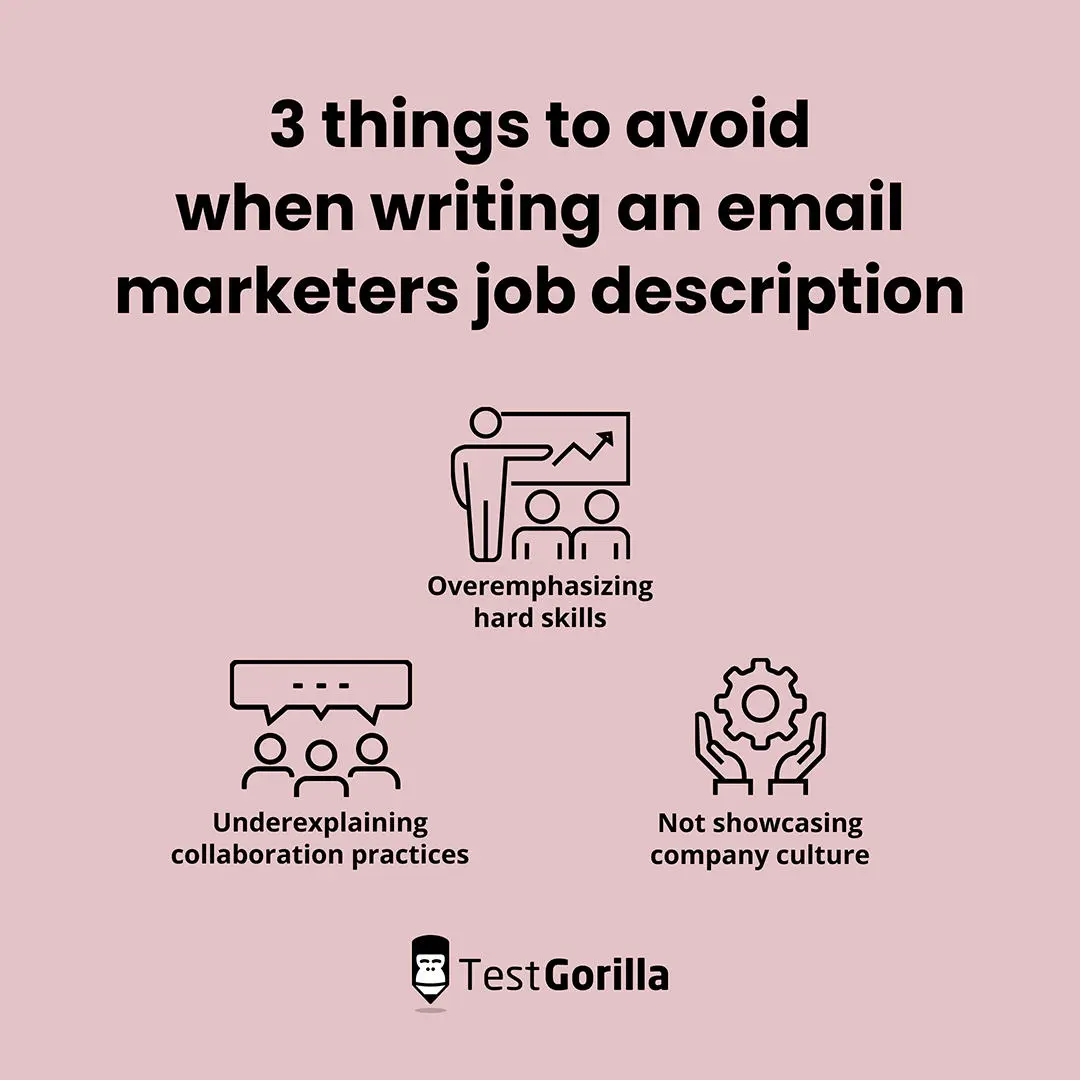 3 things to avoid when writing an email marketers job description graphic