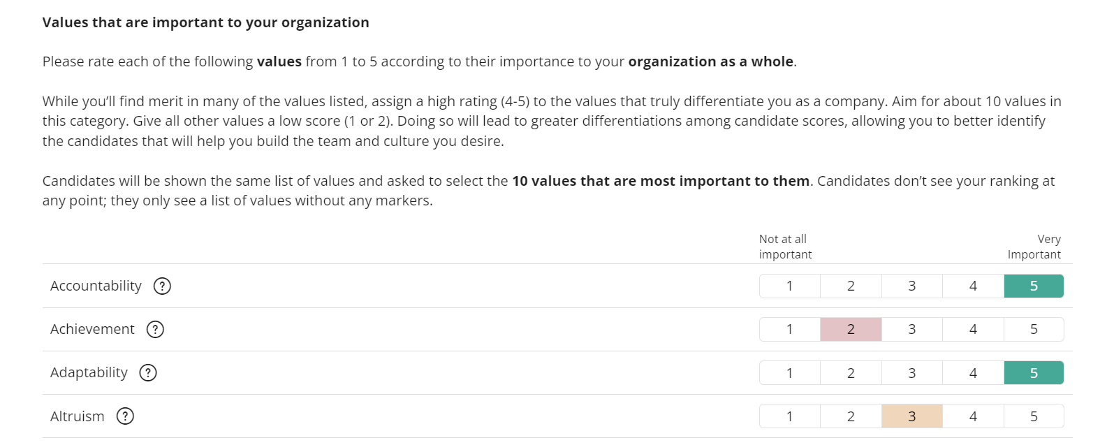 A snippet from TestGorilla's Culture Add test setup