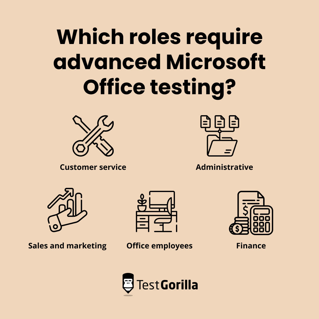 which roles require advanced microsoft office testing graphic