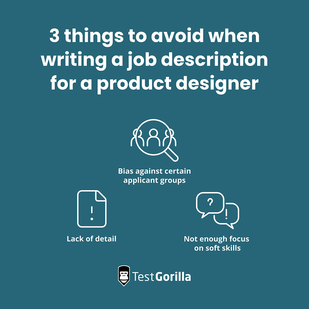 3 things to avoid when writing a job description for a product designer graphic