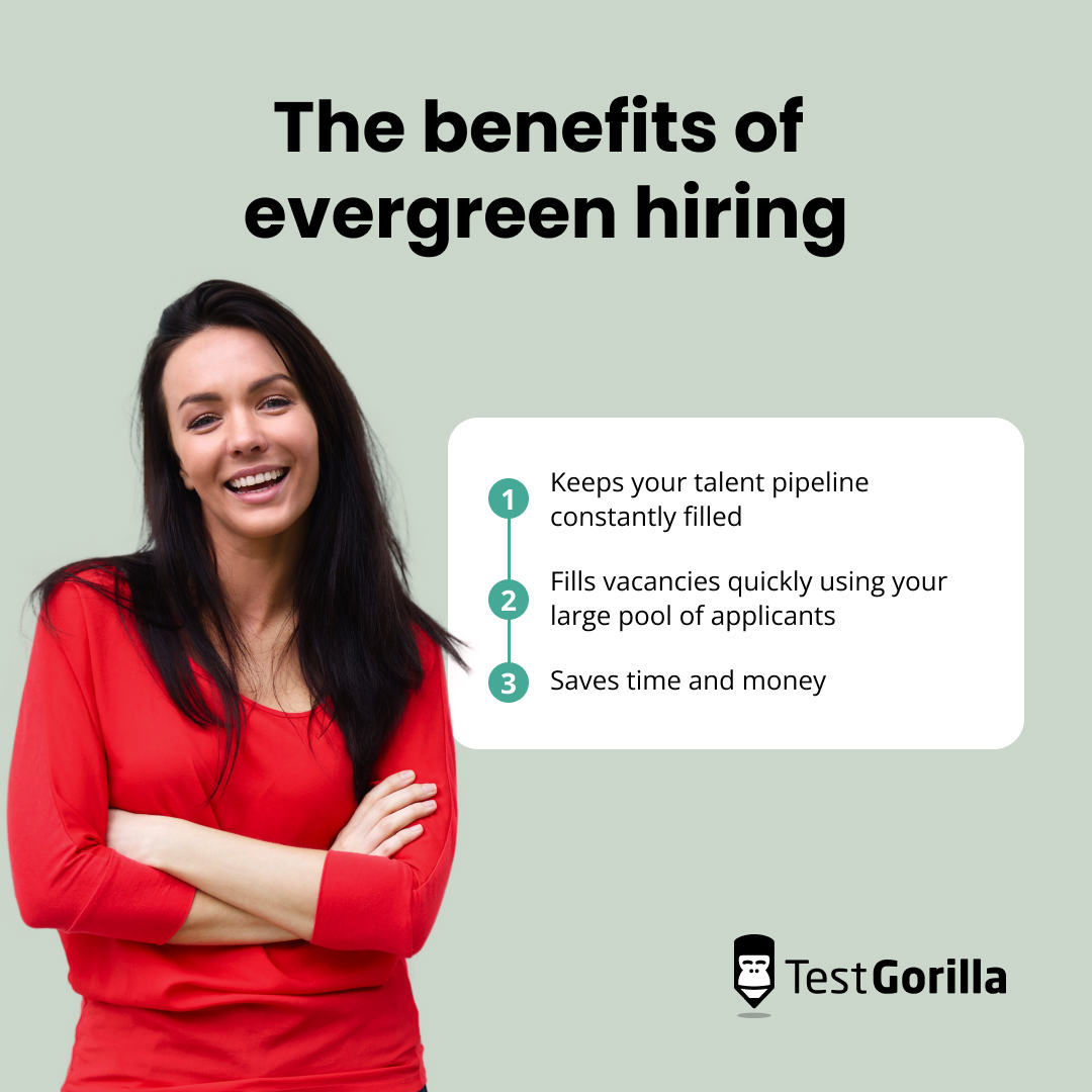 The benefits of evergreen hiring graphic