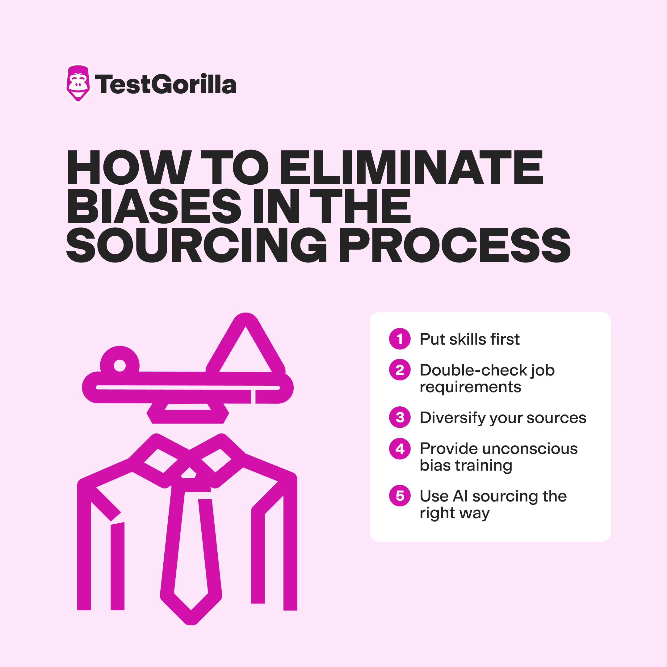 how to eliminate biases in the sourcing process graphic