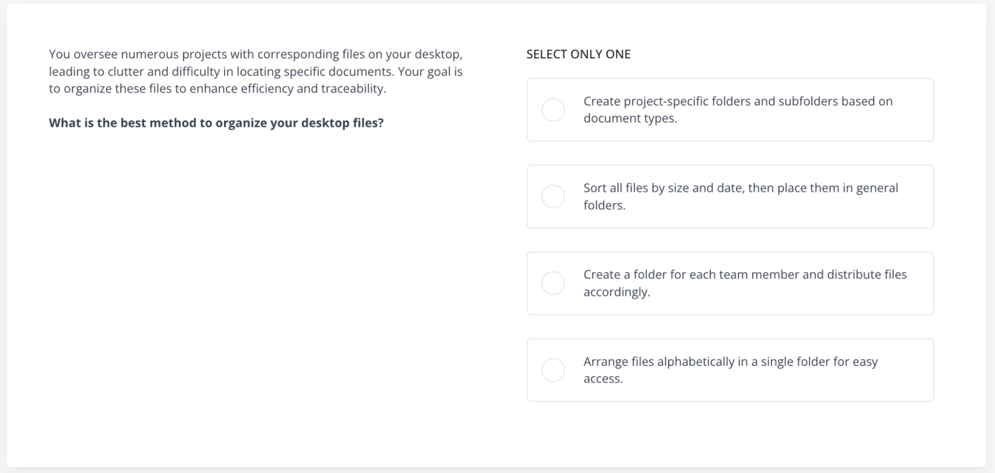 An example question from TestGorilla's Computer Literacy test