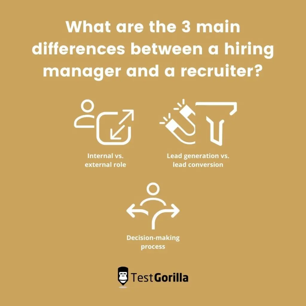 3 main differences between a hiring manager and a recruiter