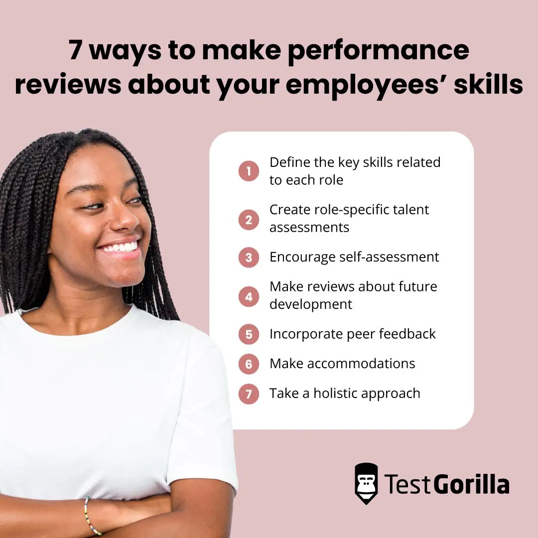 7 ways to make performance reviews about your employees skills graphic