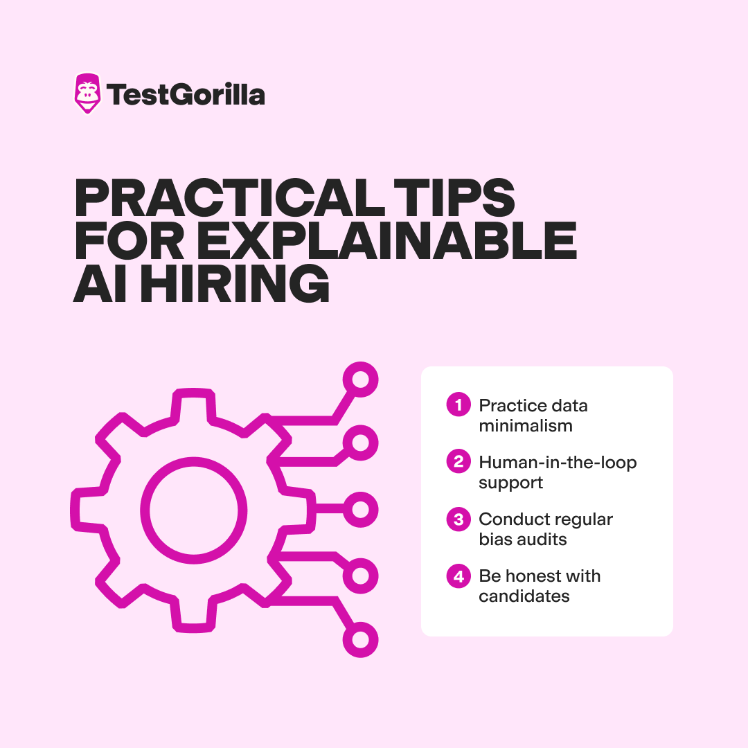 Practical tips for explainable AI hiring graphic