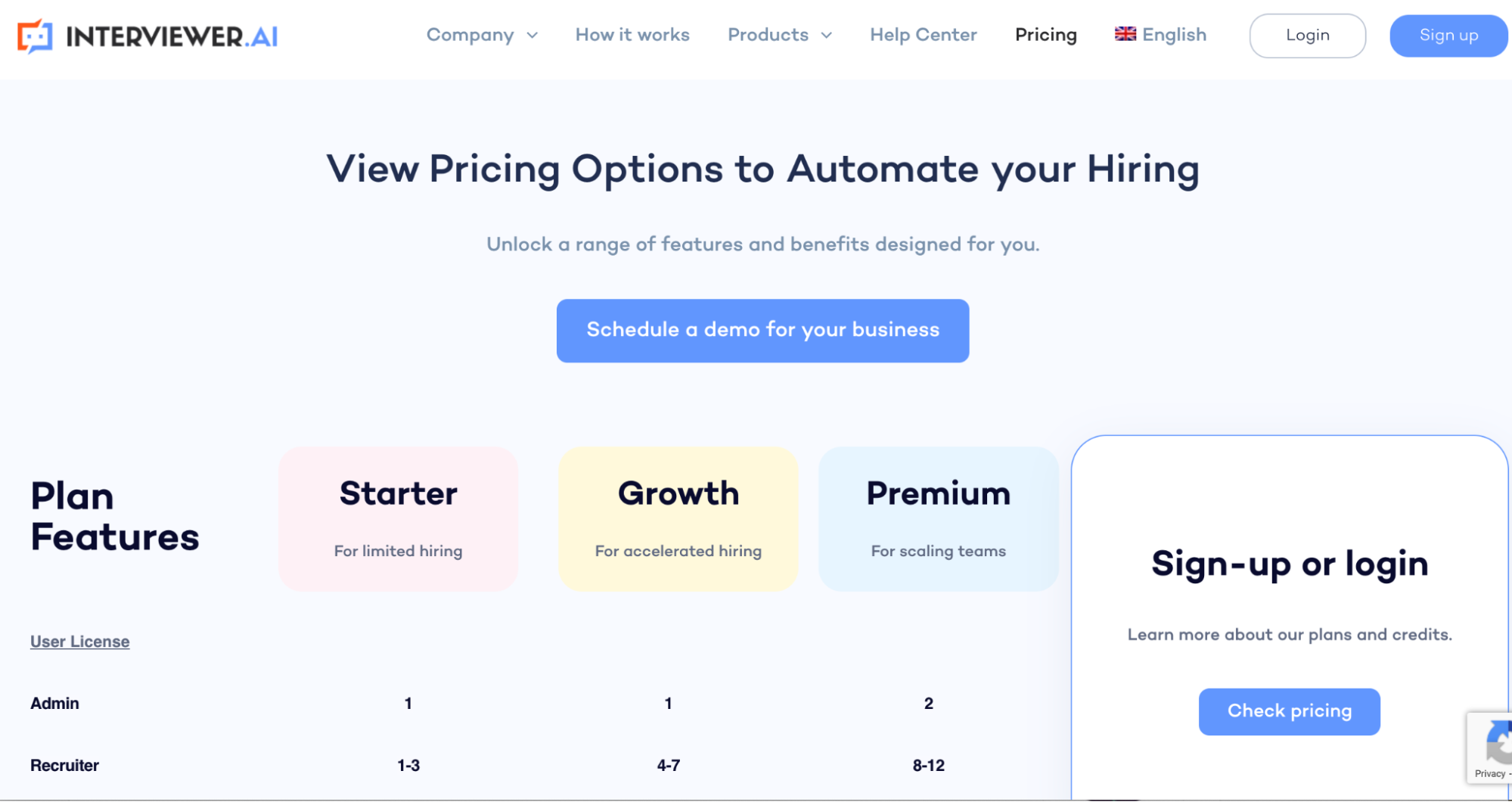 Interviewer.AI’s pricing