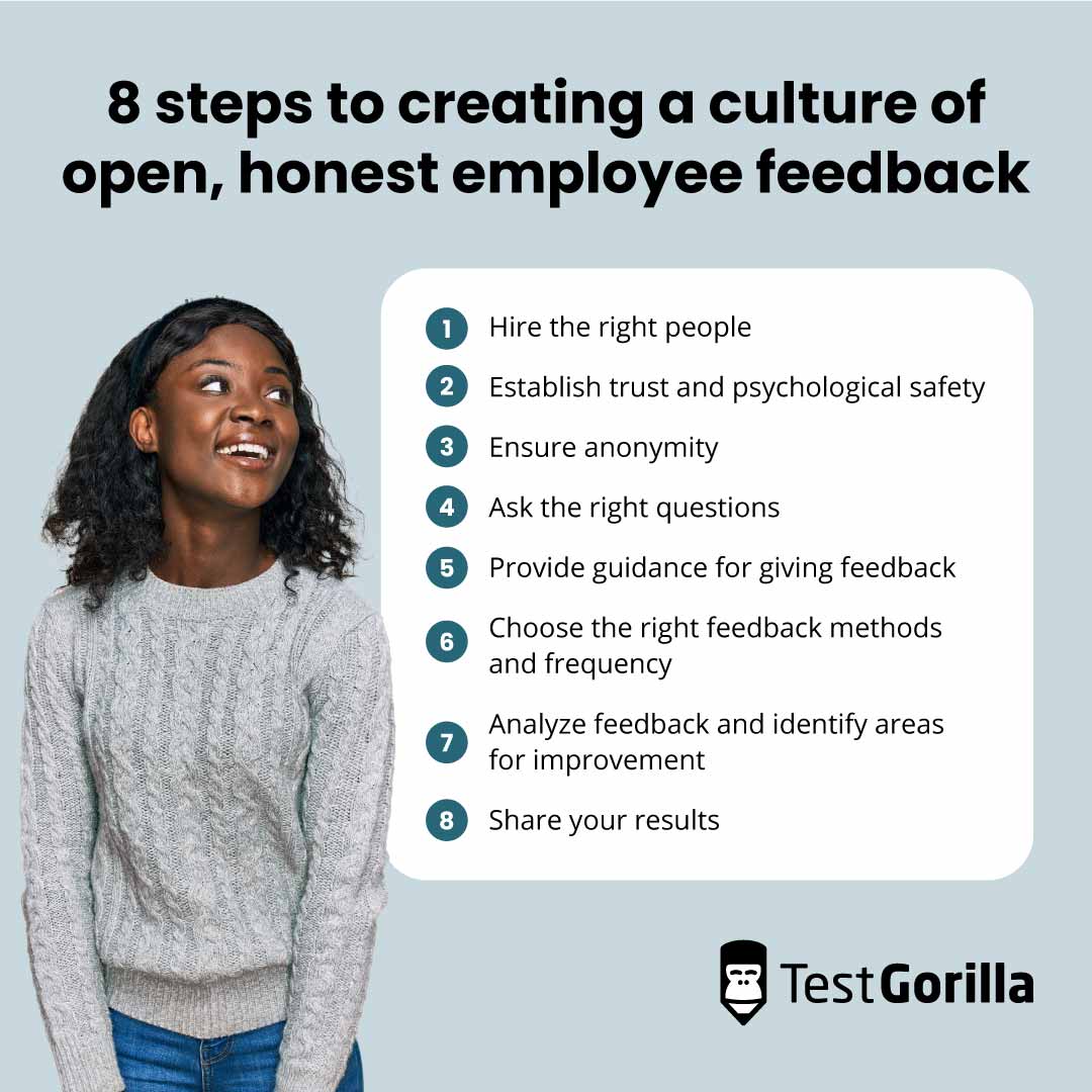8 steps to creating a culture of open, honest employee feedback graphic