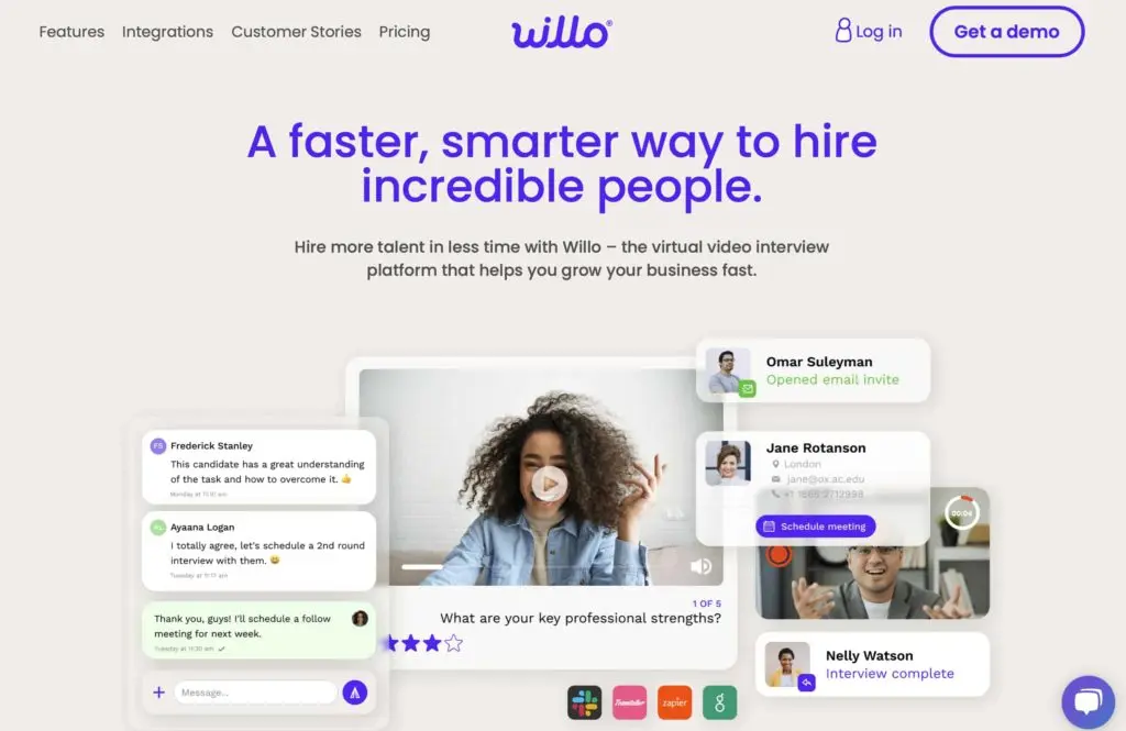 screenshot of Willo homepage