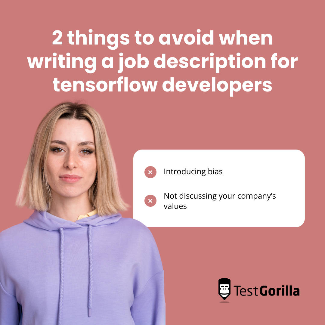 2 things to avoid when writing a job description for tensorflow developers graphic