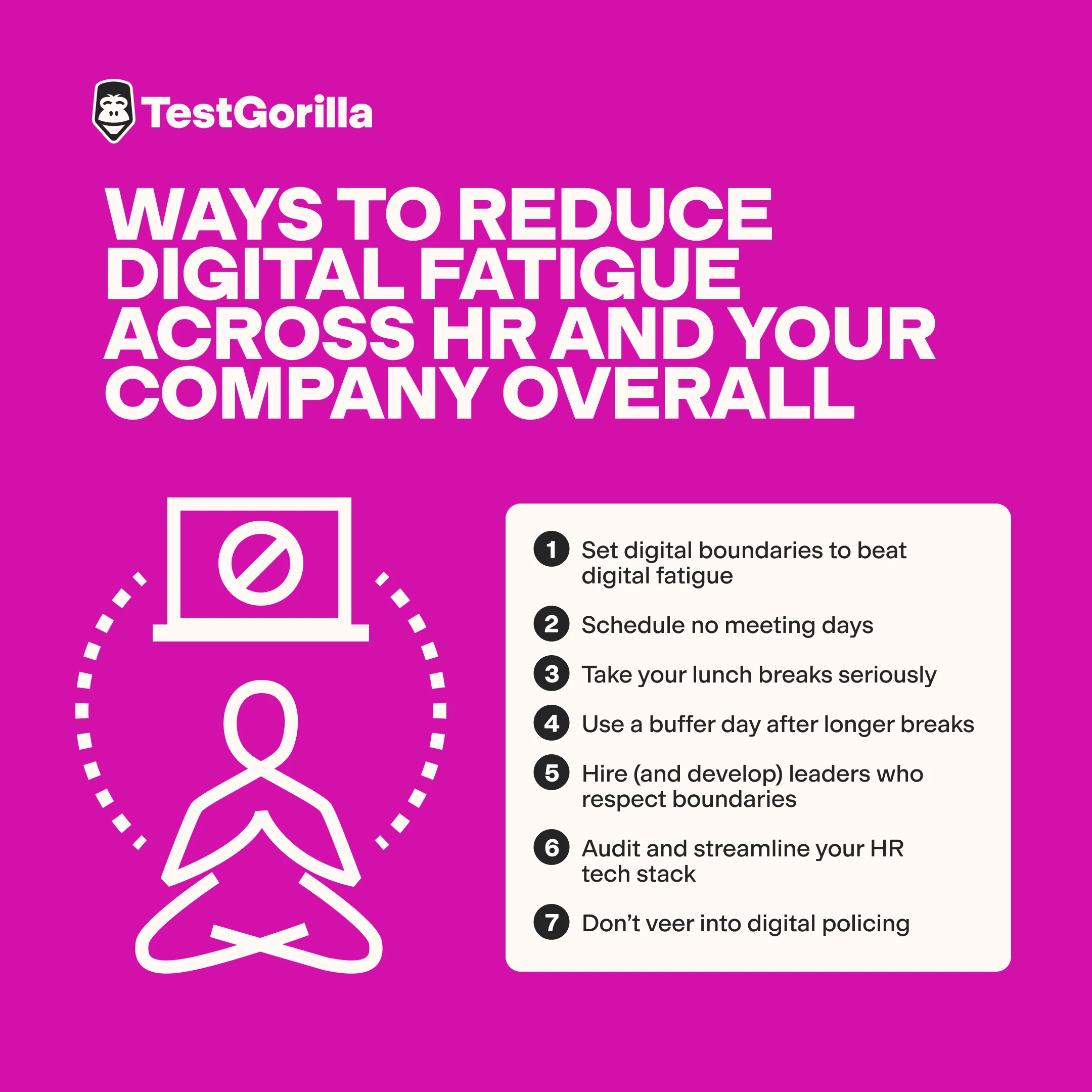 ways to reduce digital fatigue across HR graphic