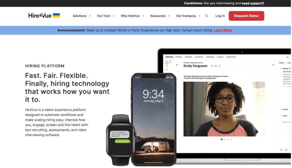 hirevue homepage