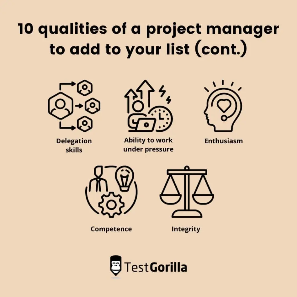 image showing qualities of a project manager to add to your list - set B