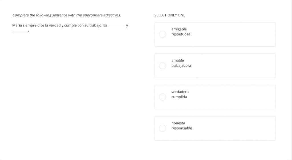 Spanish b1 adjectives