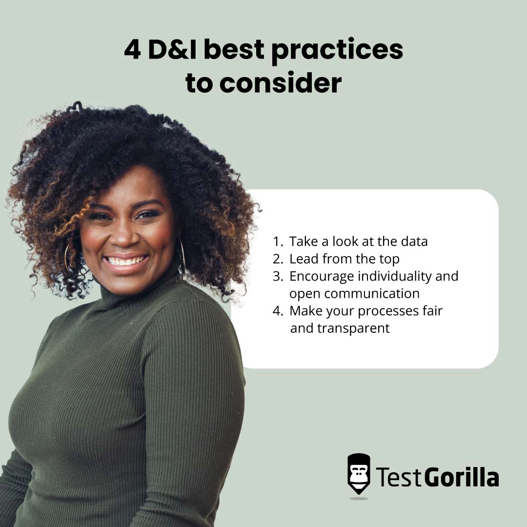 Graphic showing 4 D&I best practices to consider