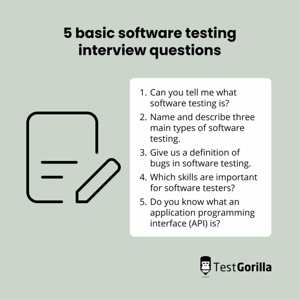 Five basic software testing interview questions graphic