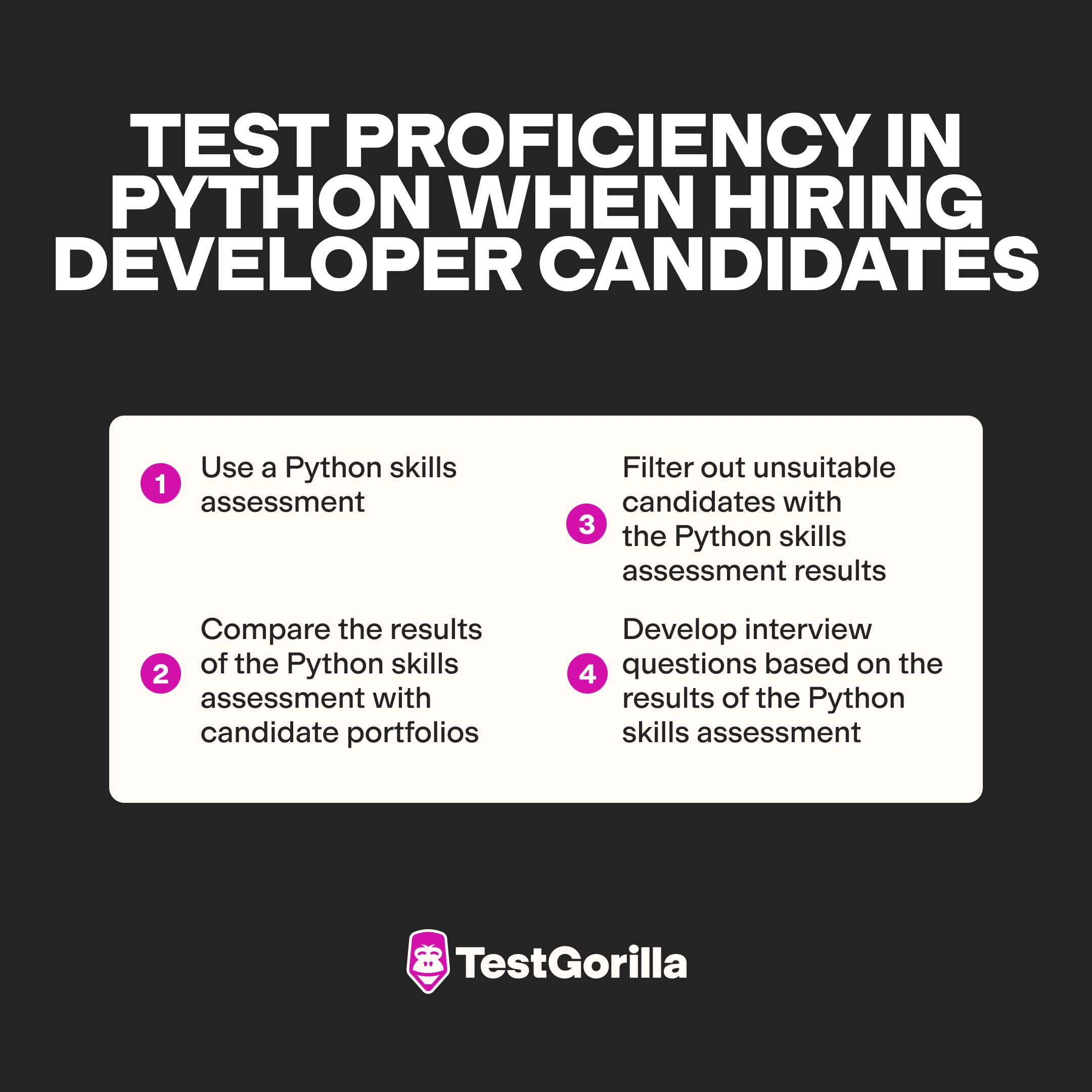 how to test proficiency in Python when hiring developer candidates