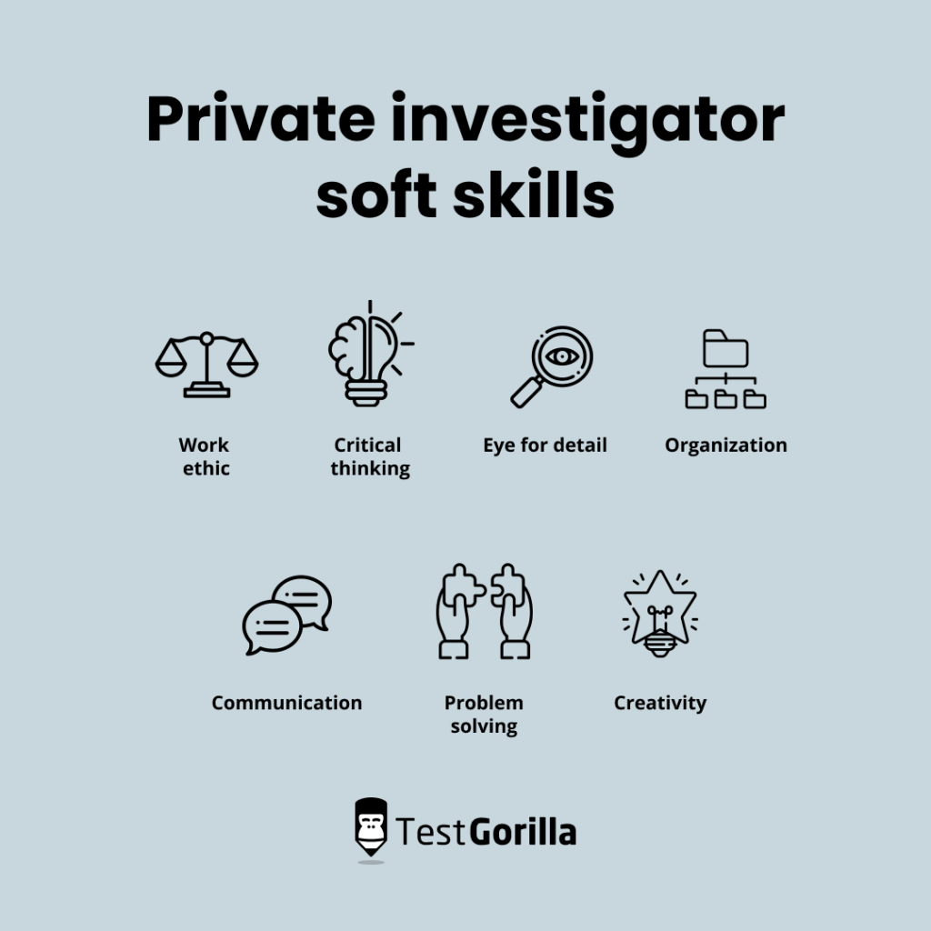 Infographic with 7 private investigator soft skills