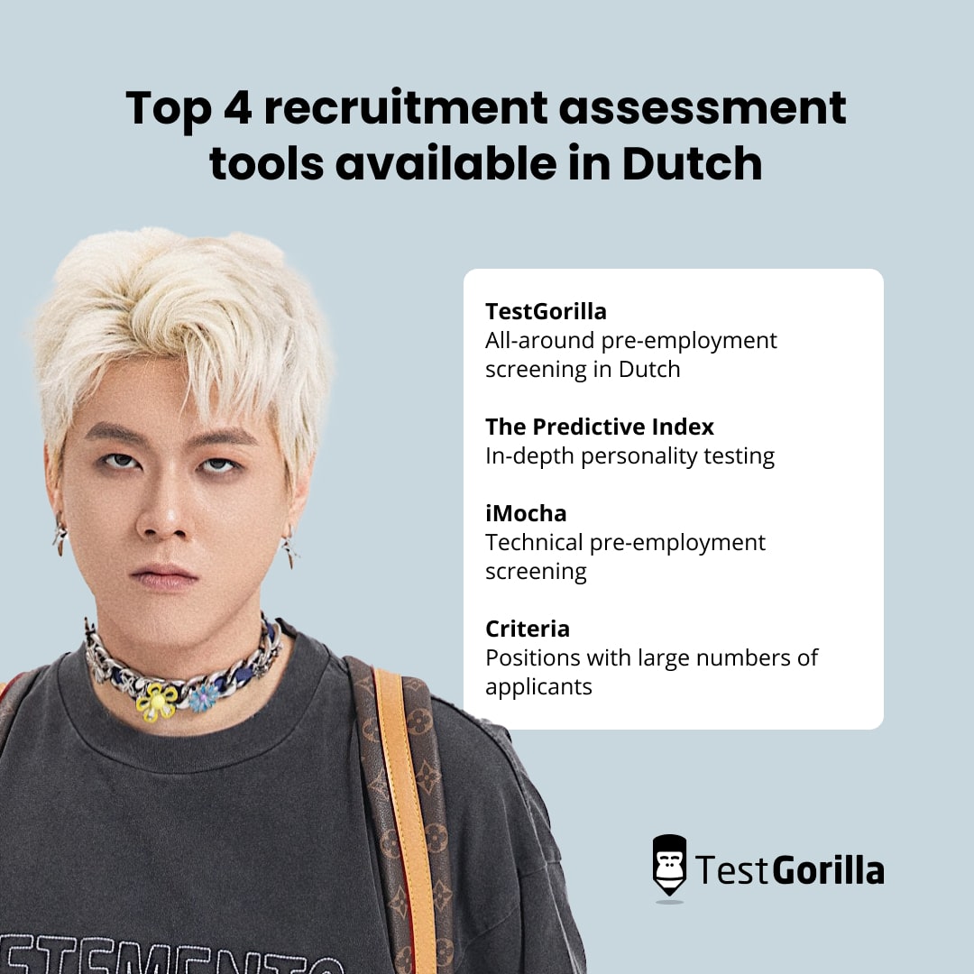 Top 4 recruitment assessment tools available in Dutch graphic