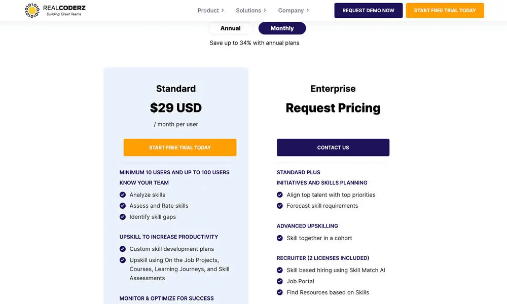 TestGorilla vs RealCoderz pricing