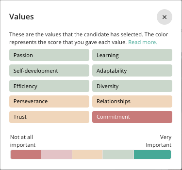 Values screenshot