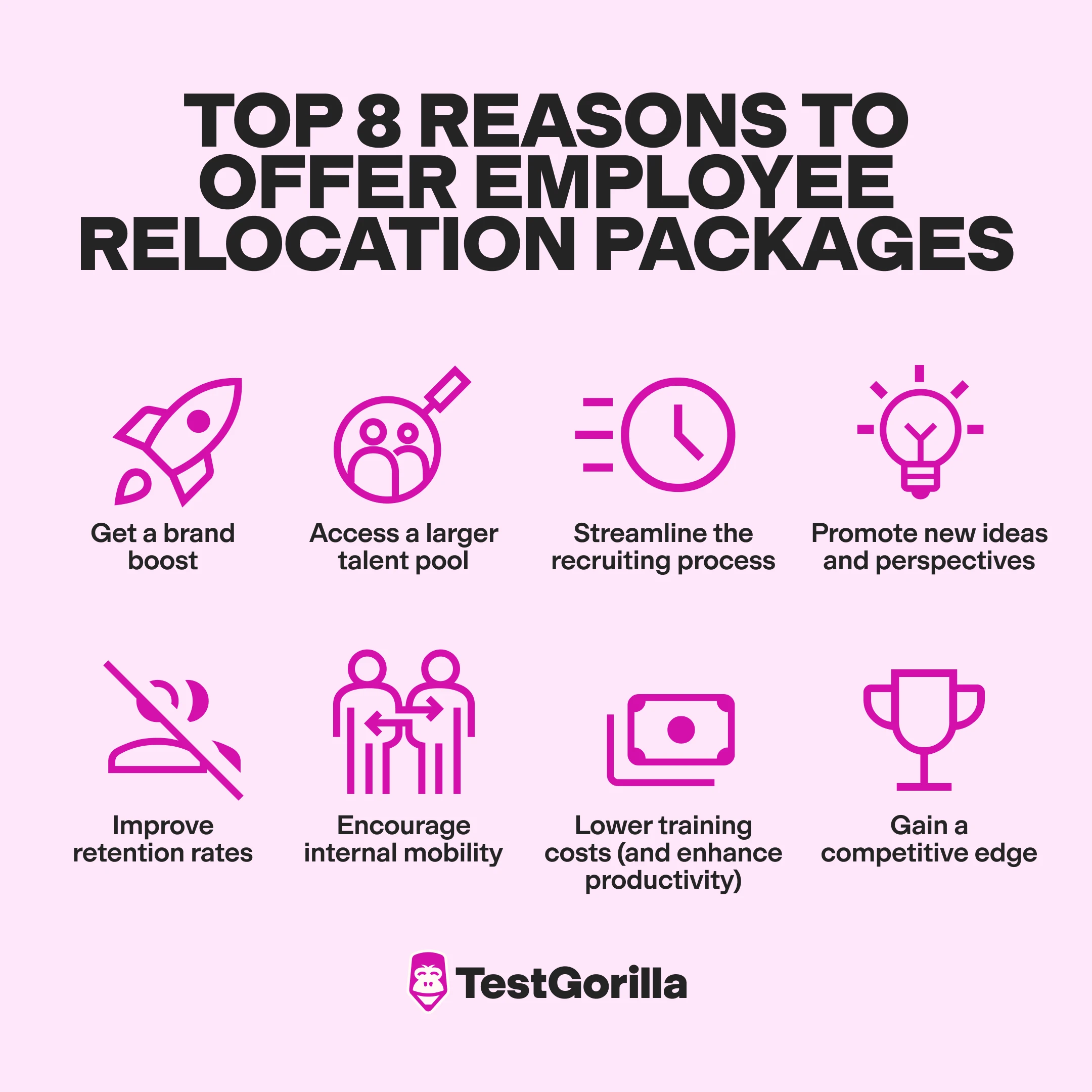 top 8 reasons to offer employee relocation packages graphic