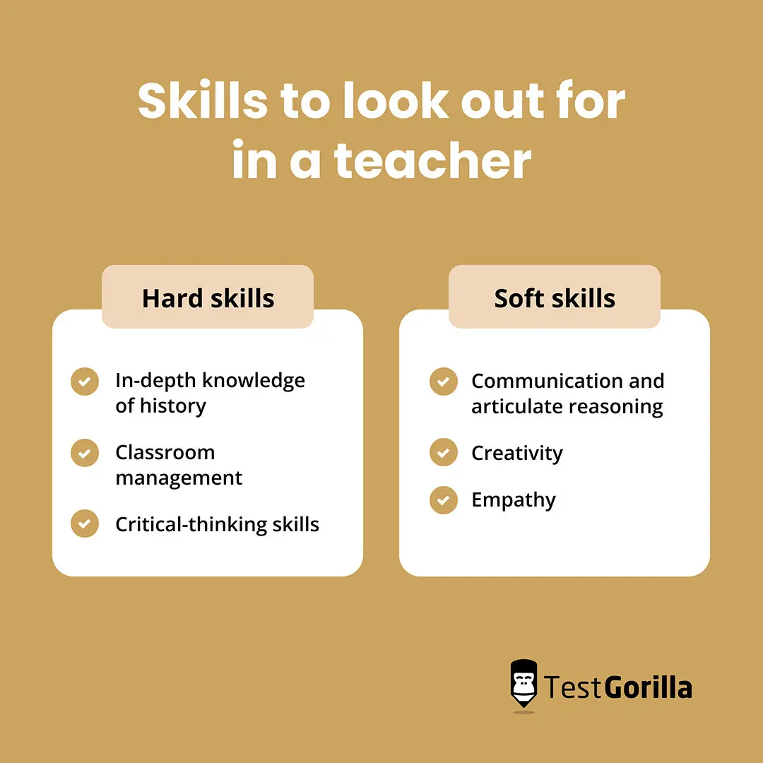 Skills to look out for in a teacher graphic
