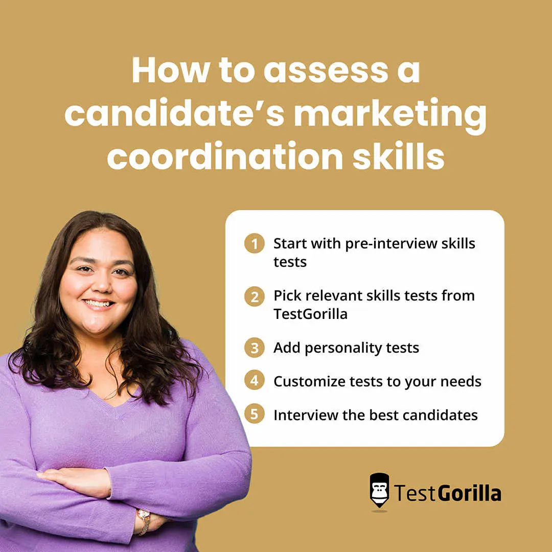 How to assess a candidate's marketing co-ordination skills graphic