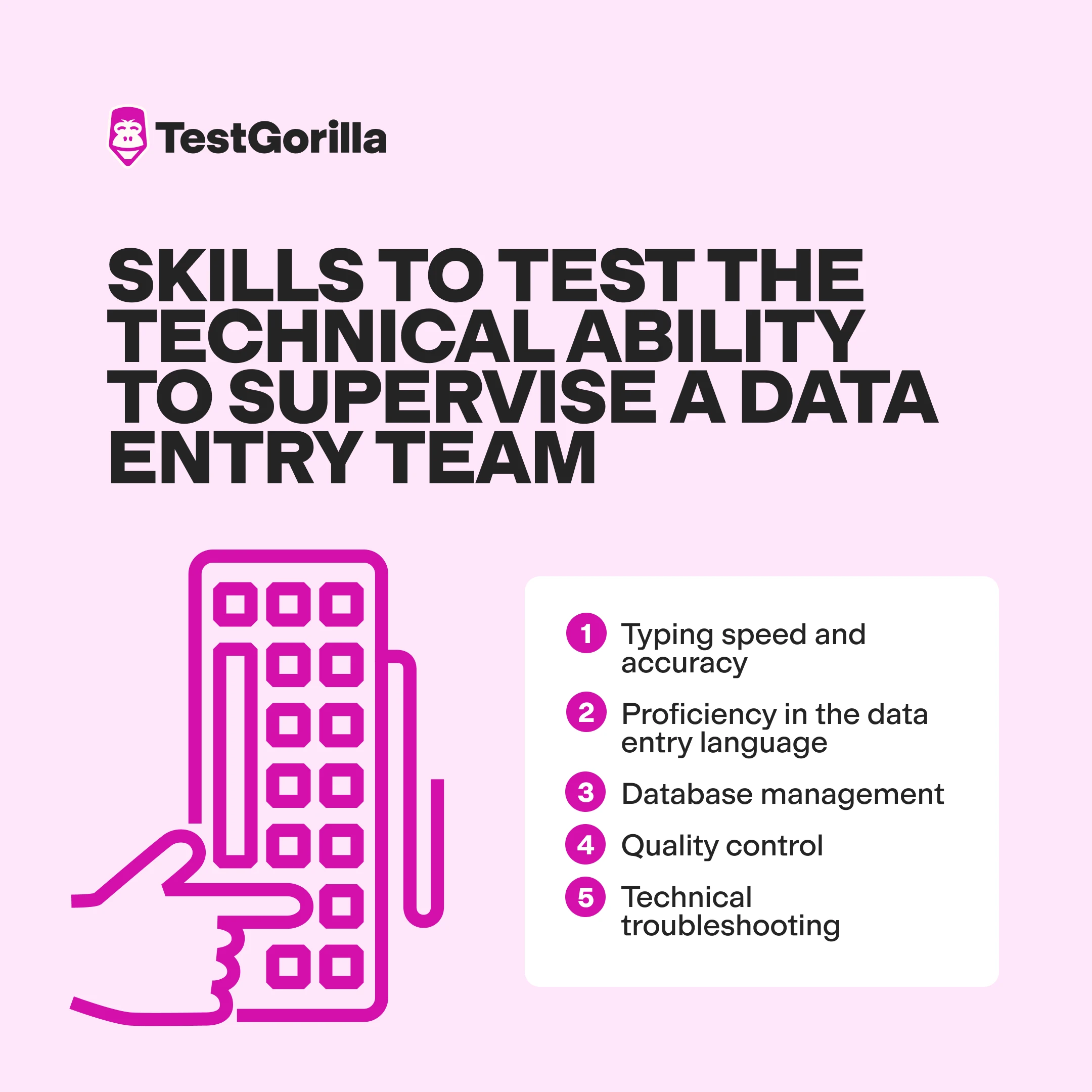  Tests to look at a candidate’s technical abilities to supervise a data entry team 