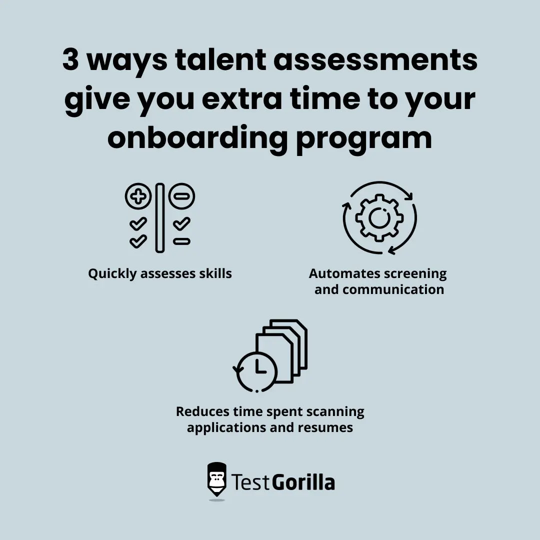 3 ways talent assessments give you extra time to your onboarding program graphic