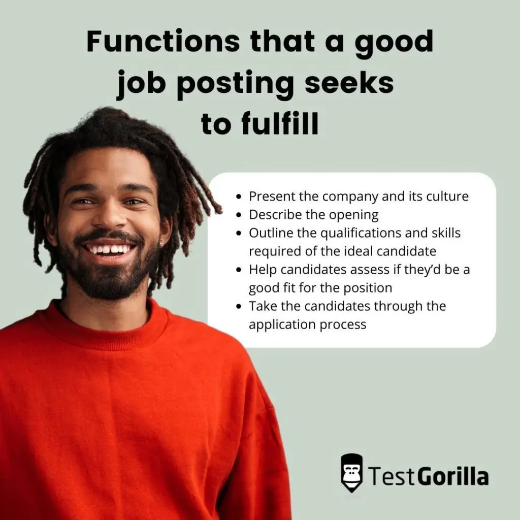 functions that a good job posting seeks to fulfill