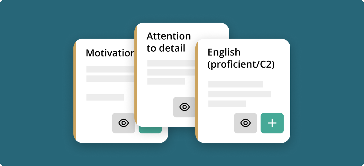 TestGorilla tests including the Motivation, English proficiency, and Attention-to-detail tests