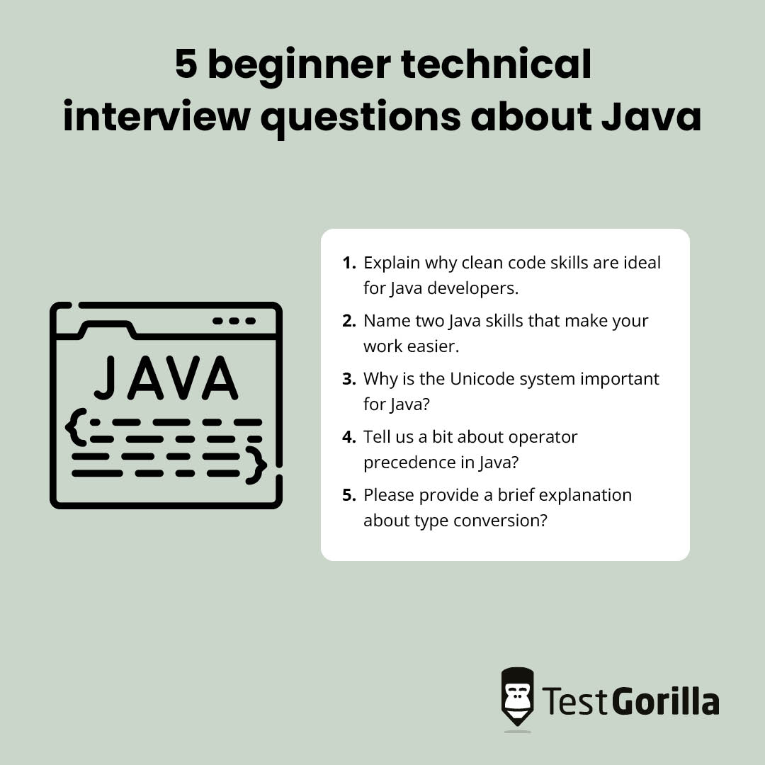 5 beginner technical interview questions about Java
