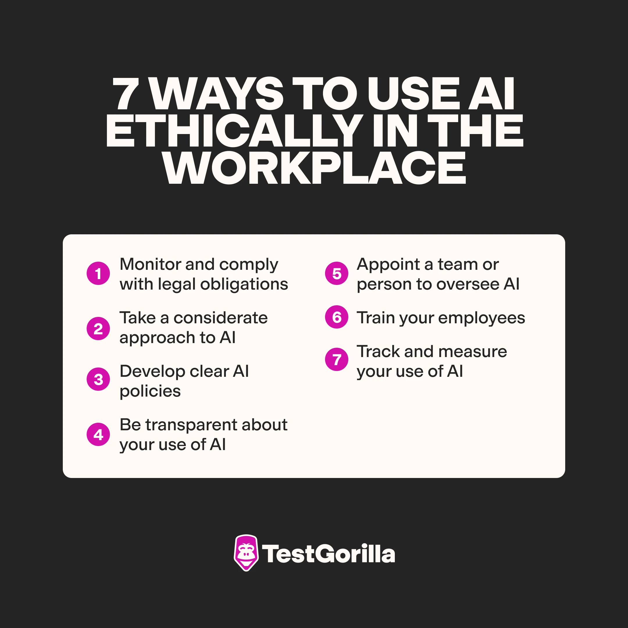 7 ways to use AI ethically in the workplace graphic