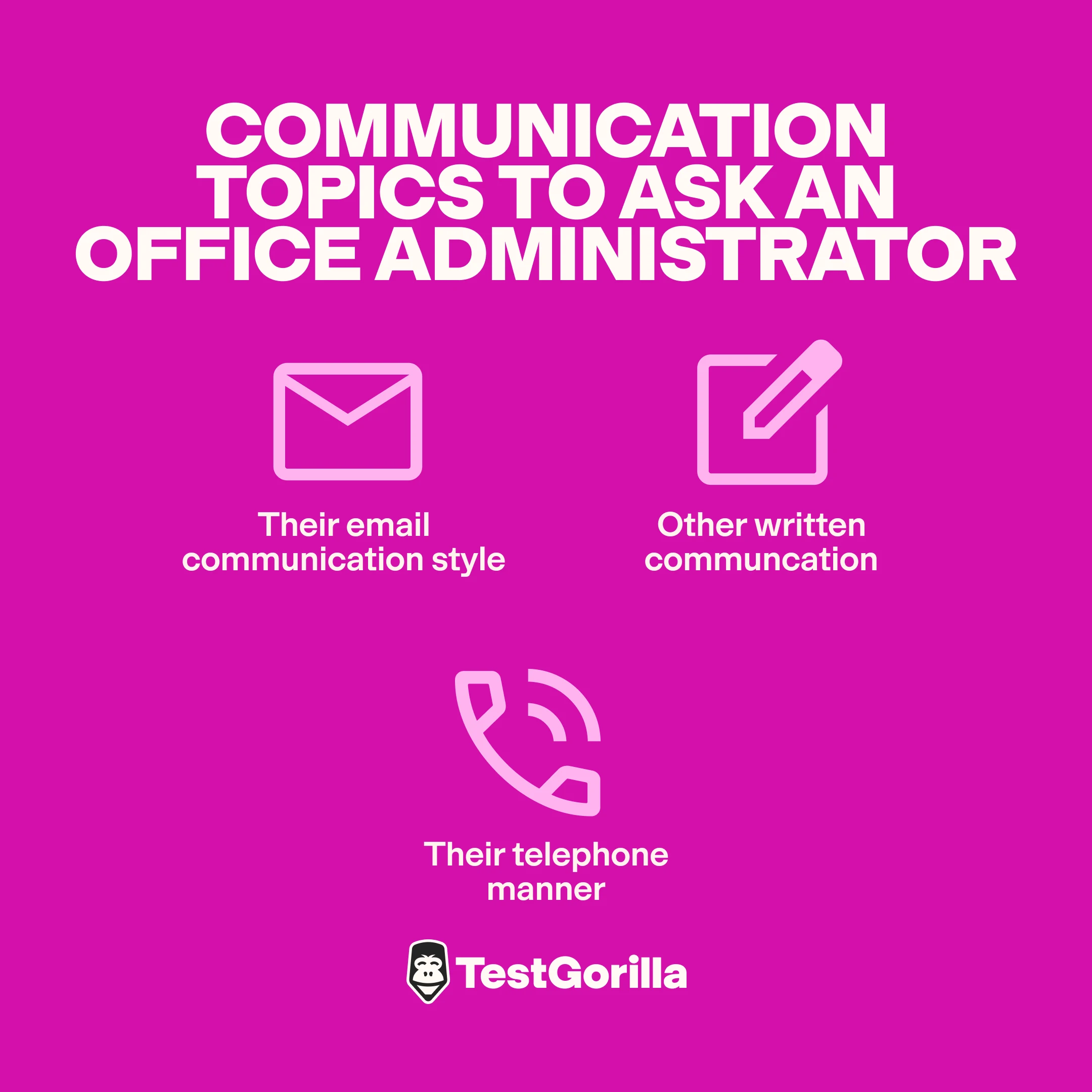 Communication topics to ask an office administrator graphic