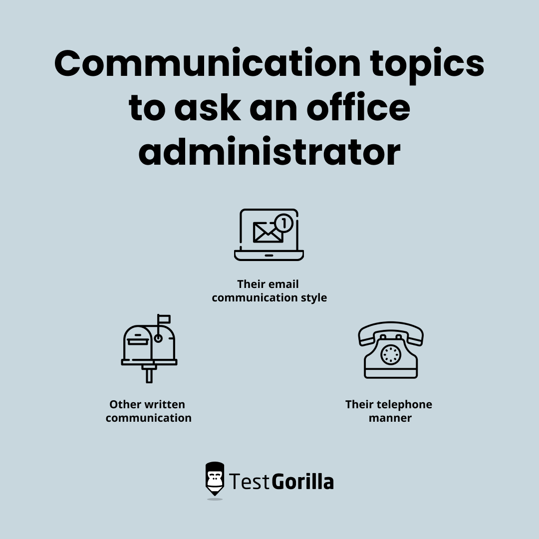 20 Interview Questions For An Office Administrator TestGorilla   Communication Topics To Ask An Office Adminitrator Graphic 1080x1080 