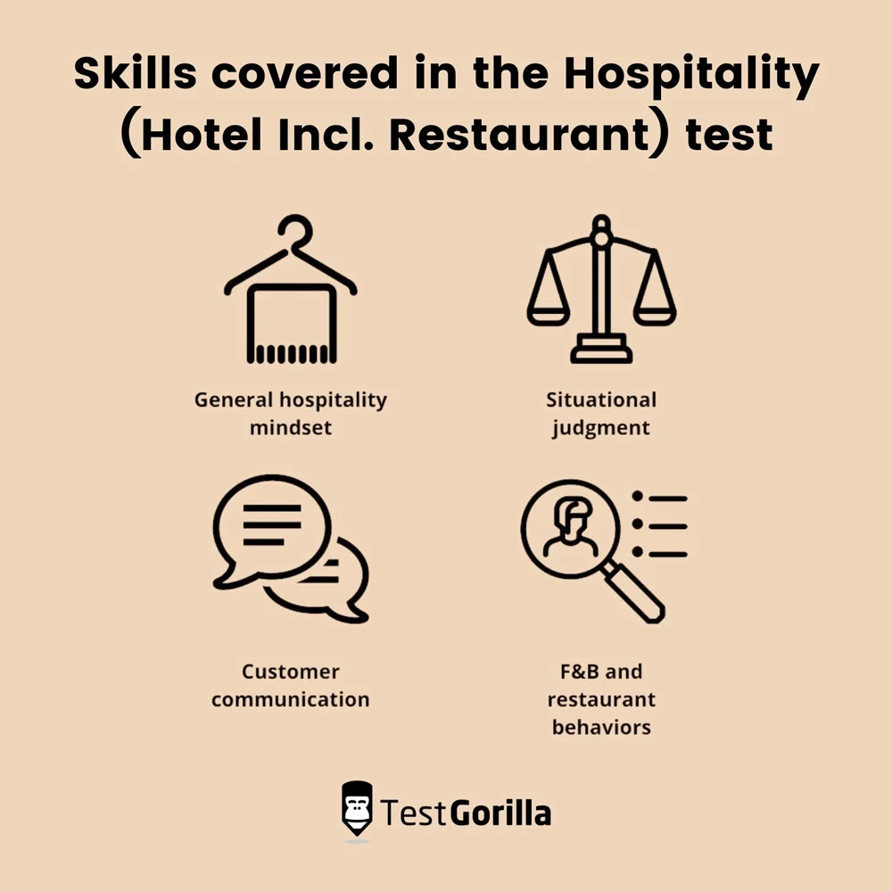 covered skills in hospitality test