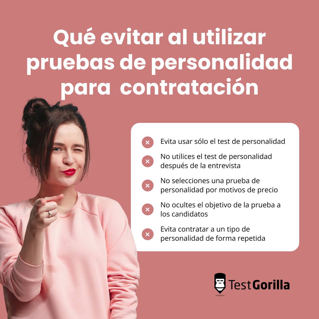 Qué se debe evitar al utilizar pruebas de personalidad para una contratación