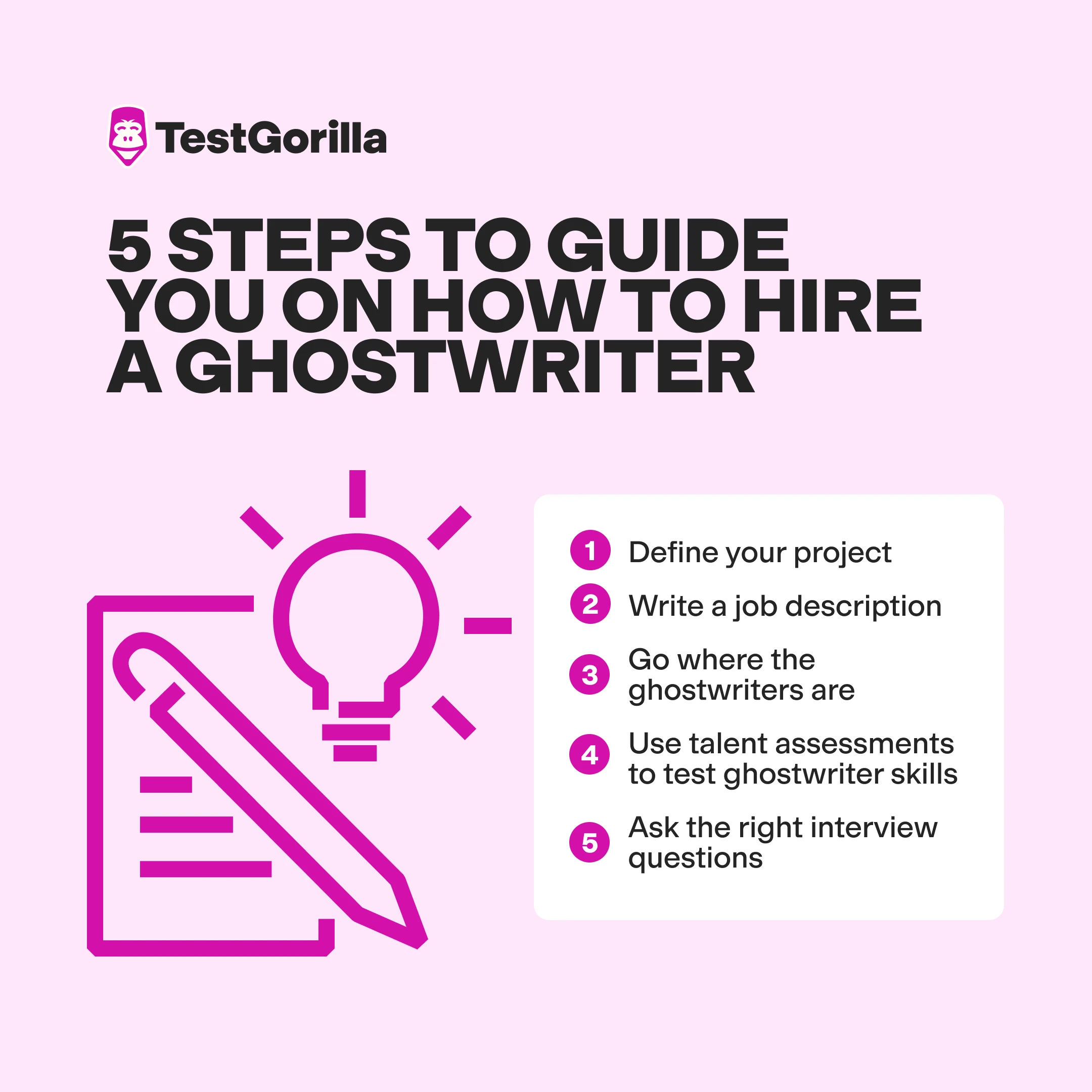 5 steps on how to hire a ghostwriter graphic